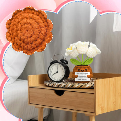 Wavwavw 6 Pcs Employee Appreciation Gifts Bulk Thank You Gifts for Team Coworkers Staff Positive Handmade Crochet Doll with Inspirational Card for Women Men Office EMS CNA(Lily of the Valley)