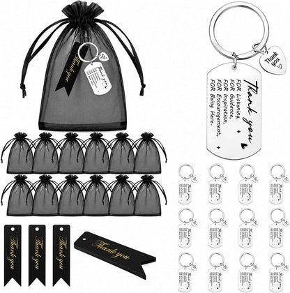 12 Pcs Team Appreciation Gifts Bulk for Coworker Staff Keychains | Thank You Teamwork Gift Set for Employee, Colleague, Teacher, Volunteer, Nurse, Metal Keyring, with Organza Bags and Cards