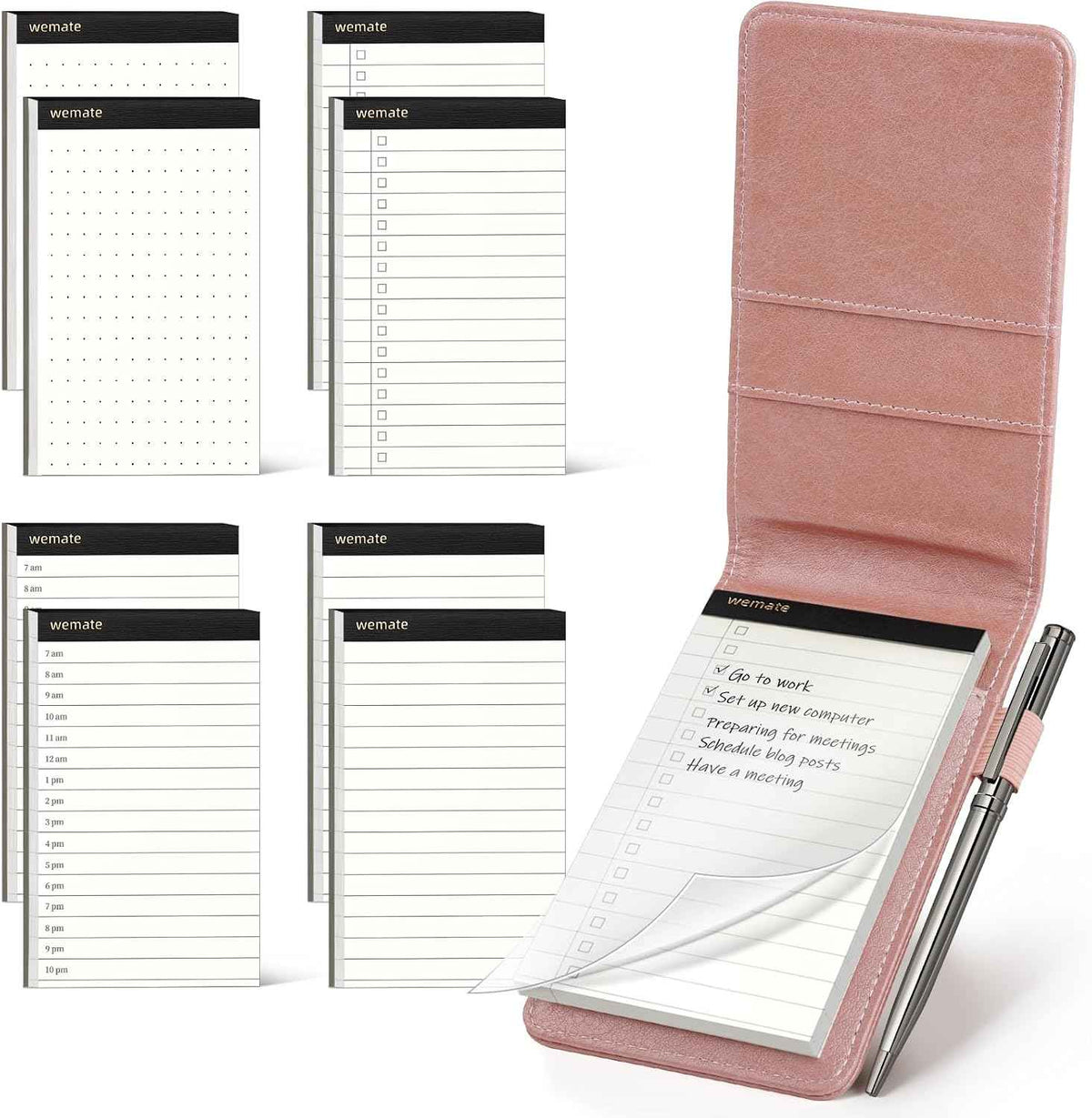 WEMATE Pocket Notebook with Pen, Pocket Notebook Set Rose Gold