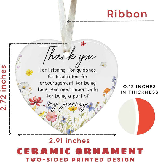 Thank You Gifts for Women - Appreciation Gift for Women, Boss, Coworker, Teacher, Nurse - Employee Appreciation Gifts - Ceramic Thank You Ornament