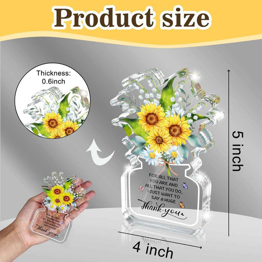 Thank You Gifts for Women Men, Sunflower Gifts, Teacher Appreciation Gifts, Thanksgiving Day gifts, Leaving Gift, Motivational Quote Clear Desk Sign Decor Home Office Desk Decor