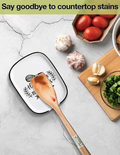 Spoon Fork Rest Happiness Is Homemade Ceramic Heat-Resistant Kitchenware Kitchen Accessory, Suitable for Dinner Party Host, Dining Table, Kitchen Countertop or Stove Top and Gift for Home Chef