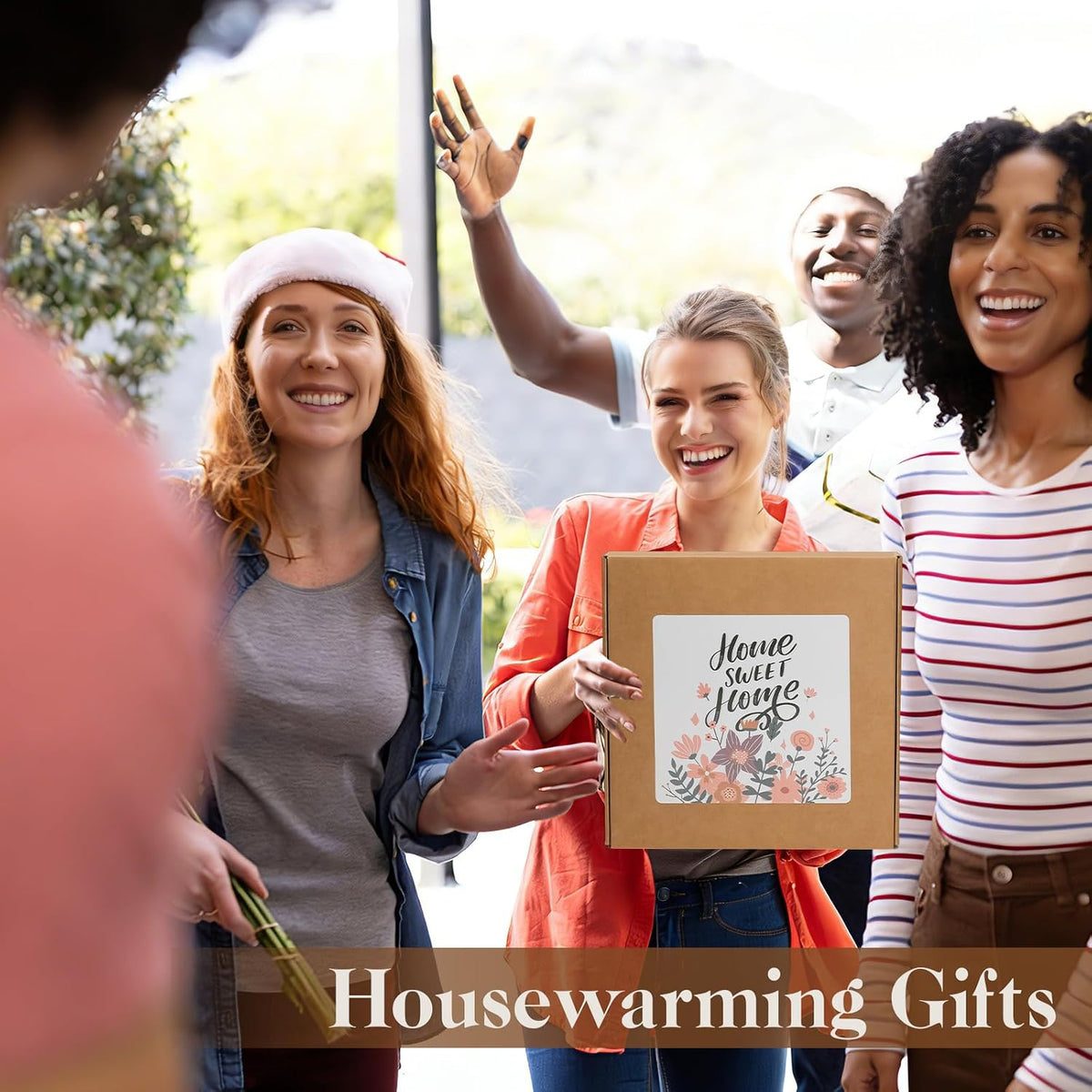 House Warming Gifts New Home,New Home Gift Ideas,Rustic Farmhouse Housewarming Gifts Set with Wooden Door Wreaths,Throw Blanket,Measuring Spoons & Coasters,Closing Gift for House Buyers
