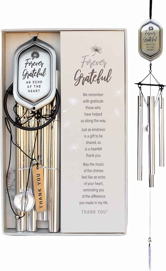 Forever Grateful Wind Chime with Engraved Thank You Message - Unique Gift of Gratitude/Appreciation Gift/Thank You Gift for Special Friend/Family/Coworkers/Teachers/Mentor