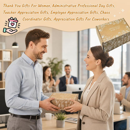 Thank You Gifts for Women Teacher Appreciation Gifts, Bosses Day Employee Appreciation Gifts for Coworkers Christmas Farewell Thank You Baskets for Employees Nurse Office Gifts with 16oz glass cup