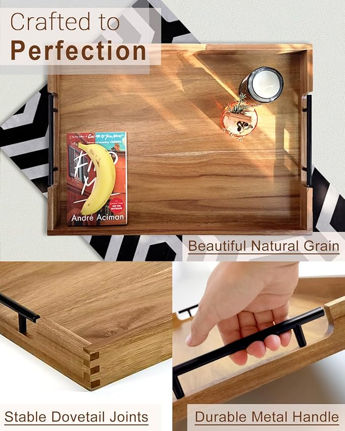 Large Acacia Wood Serving Tray - Field & Blessing