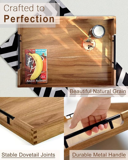 Large Acacia Wood Serving Tray - Field & Blessing