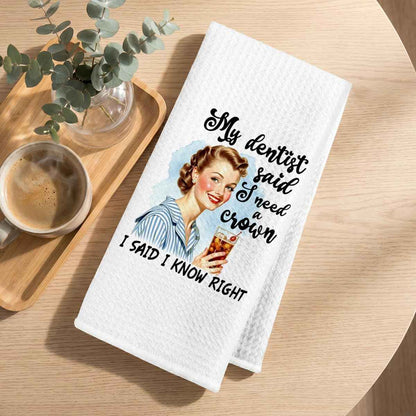 Funny Kitchen Towels, Hostess Gifts for Women Reusable Tea Towels | Funny Waffle Weave Dish Drying Towel for Kitchen Home Farmhouse Decor, Ladies Gifts for Women Friend Mom 24x14 Inch