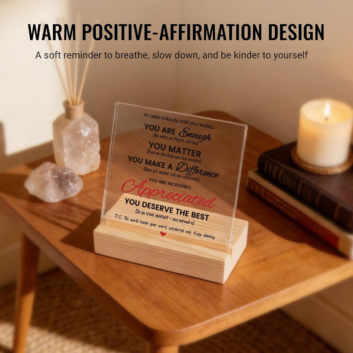 Appreciation Gifts for Coworkers Colleagues Counselor Employees Women, Office You Are Enough Thank You Gifts for Men Women Friends, Acrylic Motivational Desk Decor Sign