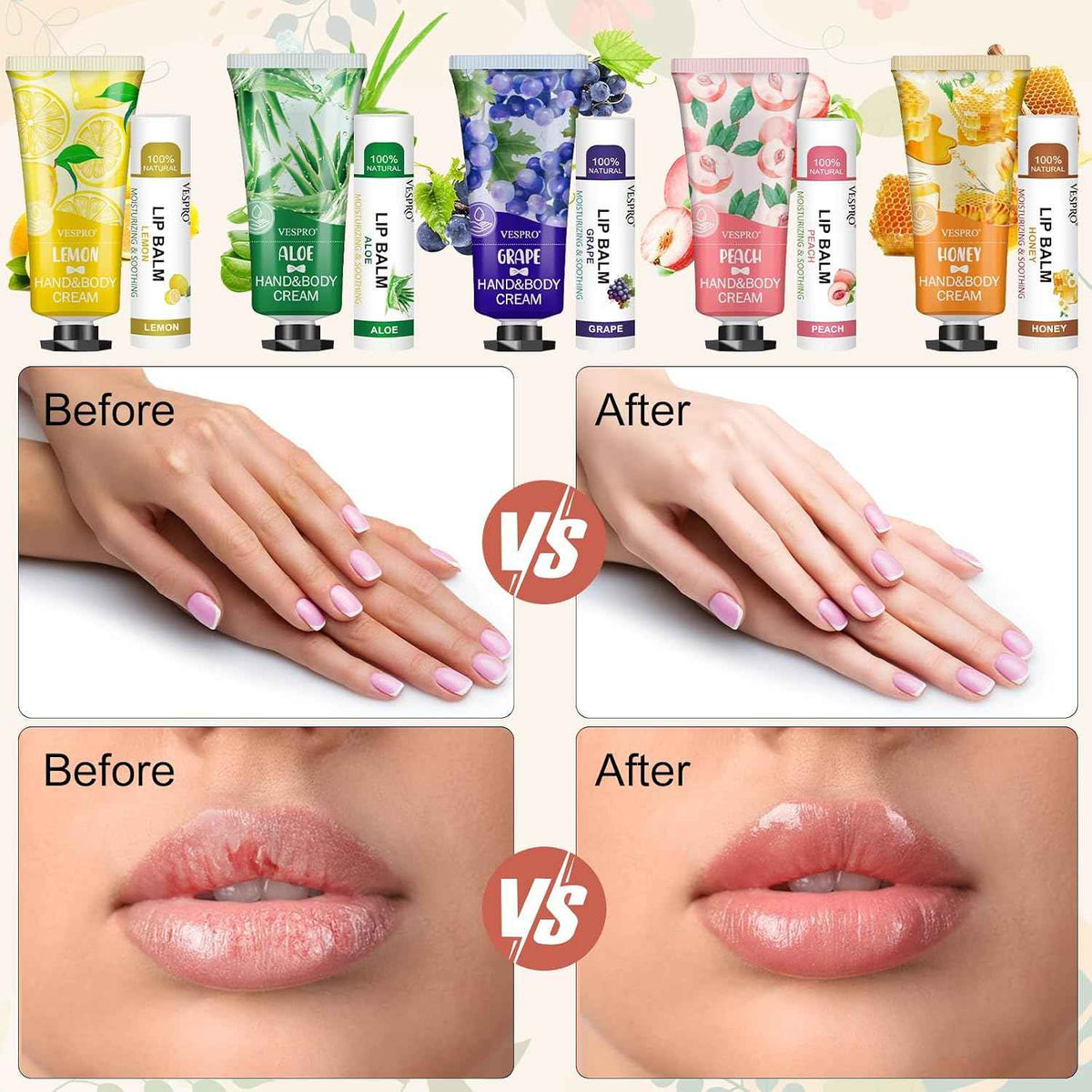 VESPRO 30 Pack Bulk Hand Cream and Bulk Lip Balm Sets, Bridesmaid Gifts, Wedding Favors for Guests with Thank You Card and Organza Bags, Birthday Gift, Teacher Appreciation Gifts and Party Favors