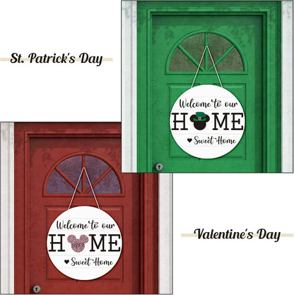 13 Pcs Interchangeable Welcome Sign for Front Door | Rustic Seasonal Mouse‑Themed Hanging Decor Ideal For Housewarming Gifts Outdoor Porch Home Wall And Front‑Door Decoration