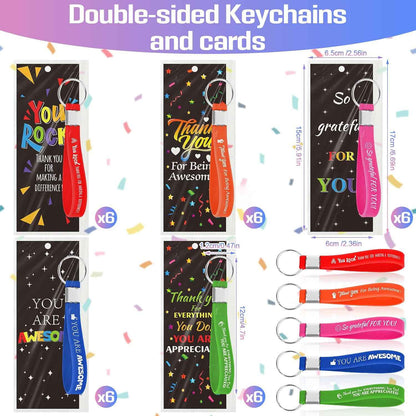 30/50 Sets Employee Appreciation Gift Inspirational Silicone Thank You Keychain Bulk for Coworker Staff Teacher Team