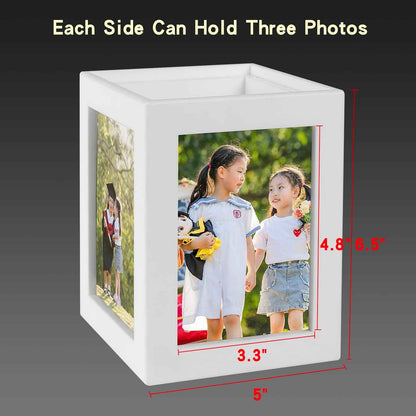 Four-Photo Cube Vase & Desk Centerpiece