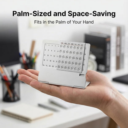Li&Zhao Mini Desktop Perpetual Calendar - Durable Stainless Steel Portable Desk Organizer Elegant Perpetual Desk Calendar for Home, Office, Modern Perpetual Calendar Desk Accessory Adjustable Design