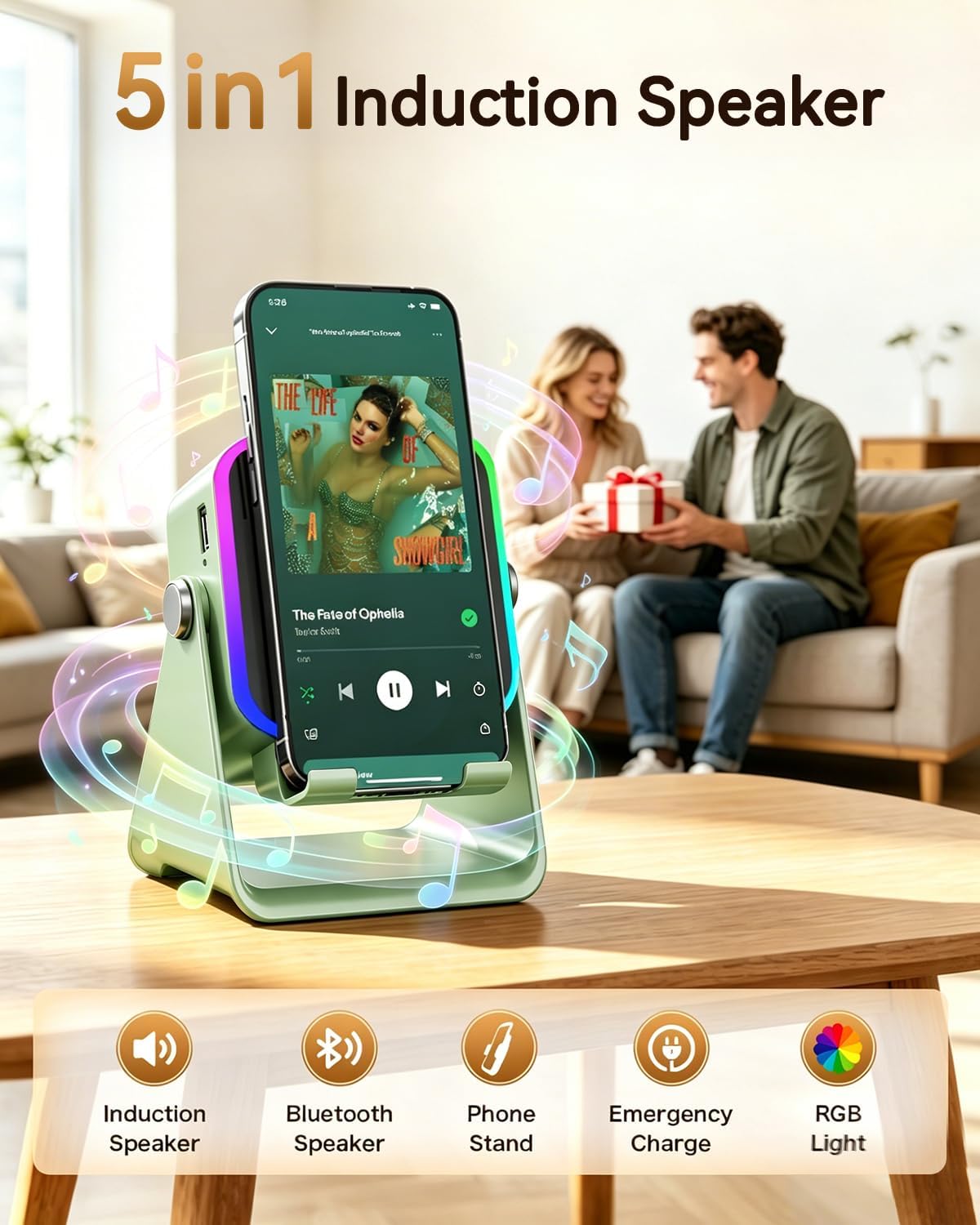 Gifts for Men Tech Gadgets Wireless Induction Speaker with Phone Stand