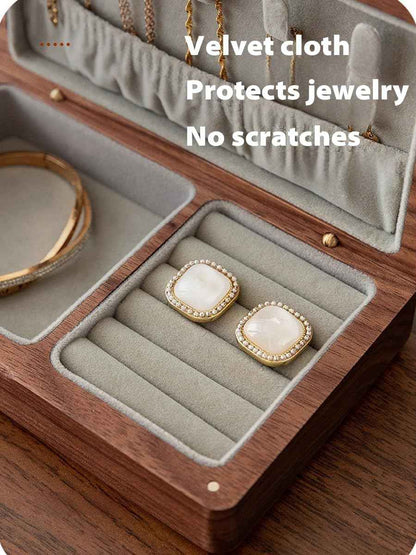 Vintage Walnut Travel Jewelry Box, Small