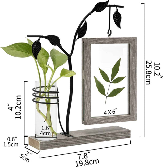 Rustic Floating Photo Frame & Glass Vase