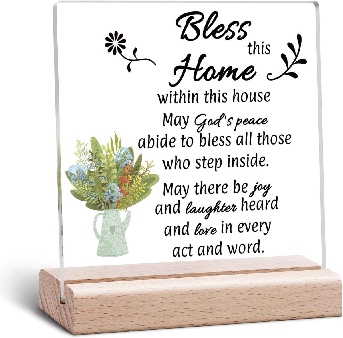 New Home Desk Decorative Sign Homes Decor House Warming Gifts for New Homeowners First Home Gift for Couple Women First Apartment Keepsake Moving In Acrylic Sign With Wooden Stand for Desk Table Shelf