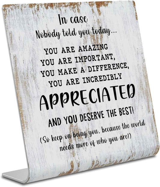 Thank You Gifts for Women Men Office Decor Sign Plaque, Appreciation Gifts Motivational Quote in Case Nobody Told You Today, APPRECIATED gifts for Coworker Friend XUV97