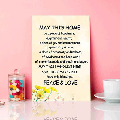 New Home Blessing Canvas Print Quote Painting for Happiness Wall Decor - Framed 8 * 12 inch