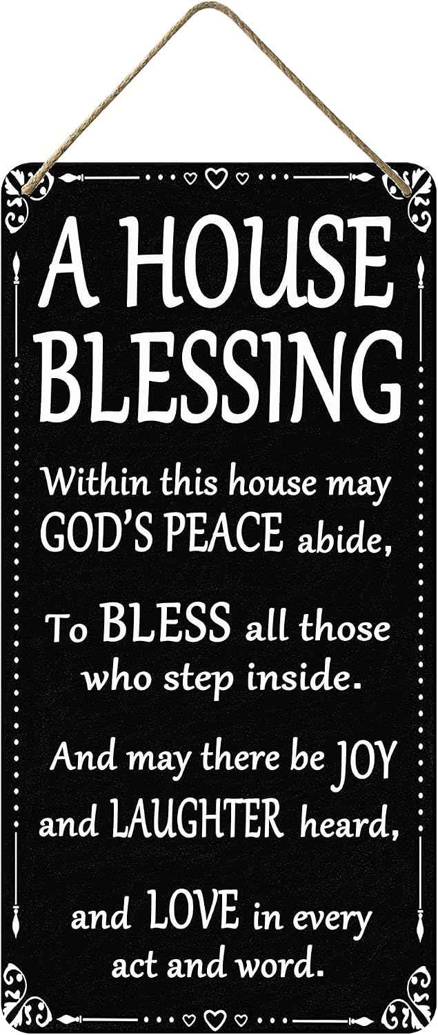 House Warming Gifts New Home For Women God Bless Our Home Sign Christian This House Wall Decor Hanging Pantry Sign Blessing Plaque Housewarming Gift Welcome To The Family Door Signs 6x12 Inch