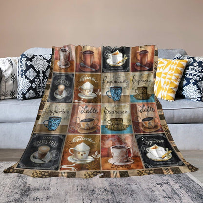 Coffee Blanket Gifts for Lovers - Soft Warm Cozy Fleece Throw for