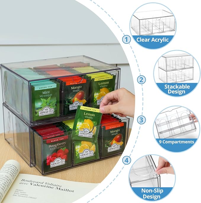 Stackable Acrylic Tea Organizer Set - Field & Blessing