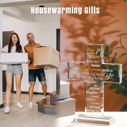 House Warming Gifts New Home, Glass Cross Religious Housewarming for Women | Housewarming Gifts New Home, House Warming Gift for Couples, Women, Men, Couple, Christian, Religious Keepsake Home Decor