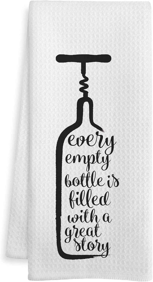 Funny Wine Kitchen Towels, Wine Lover Gifts Dish Tea Towels for Dining Room, Hostess Gifts for Women Decorative Hand Towel, Funny Kitchen Decor, 16x24 Inch