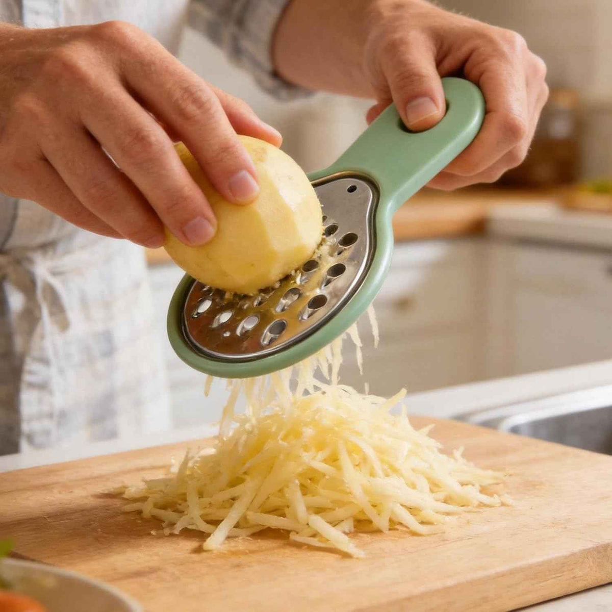 Kitchen Gadgets Set 7 Pieces, Space Saving RV Camper Kitchen Supplies, Cheese Grater, Pizza Cutter, Vegetable Shredder, Fruit Peeler, Garlic Grinder, Stackable Cooking Tools, Dishwasher Safe