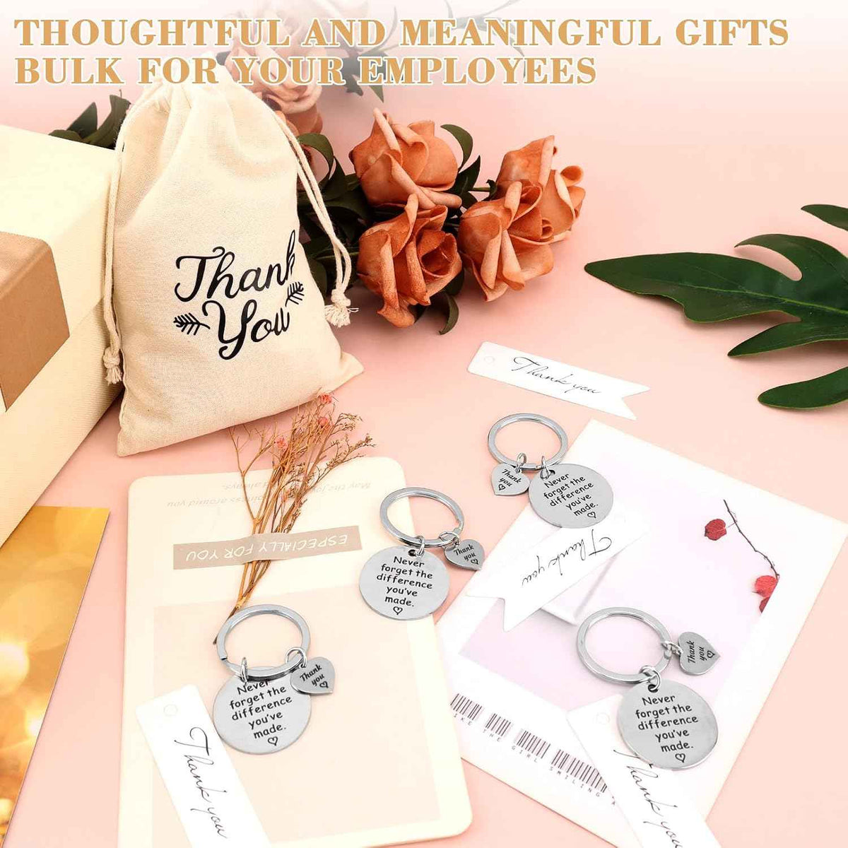 NICEMOVIC 45 Pcs Employee Thank You Gifts Bulk, Appreciation Gifts Bulk with Drawstring Bag & Card for Coworkers Teacher