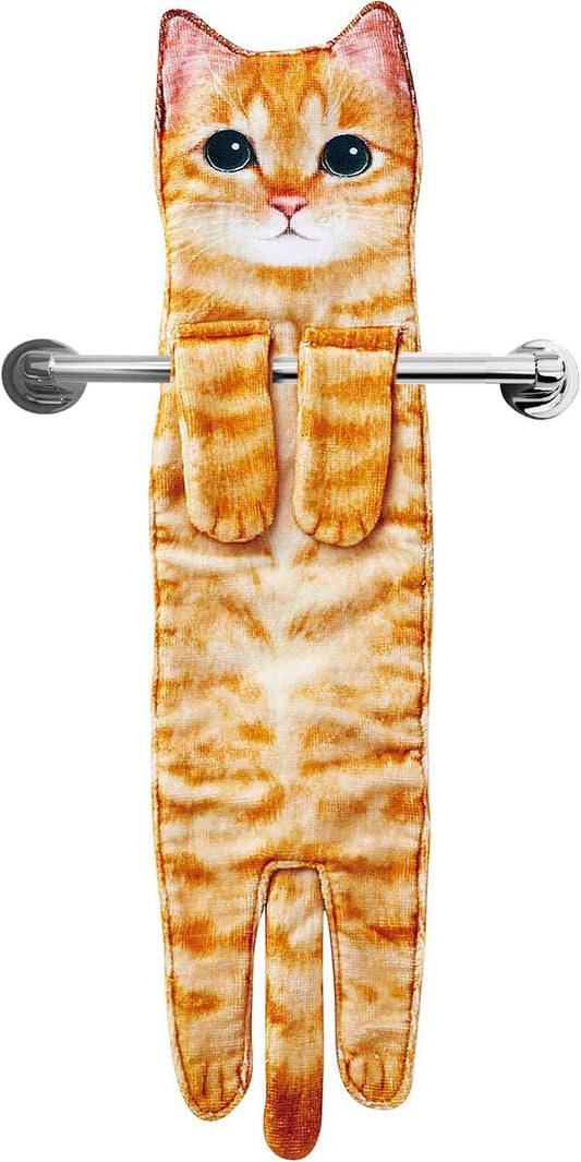 Funny Cat Hand Towel for Bathroom Kitchen, Hanging Decor Gifts for Women | Decorative Soft Dish Towels, Cat Themed Kitchen Gadgets, Housewarming Birthday Christmas Unique Gifts for Cat Lovers Her Mom