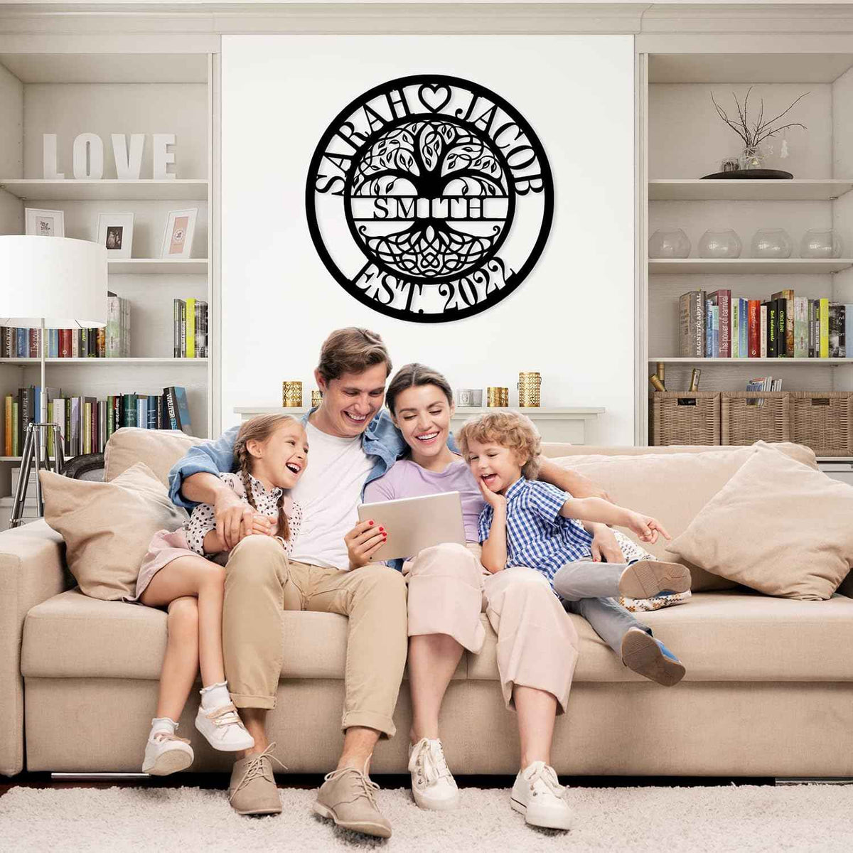 Personalized Life Tree Metal Sign symbolizes the Greatness of Love and Life. Personalized Last Name metal wall art .Wedding Anniversary or Housewarming Gifts.