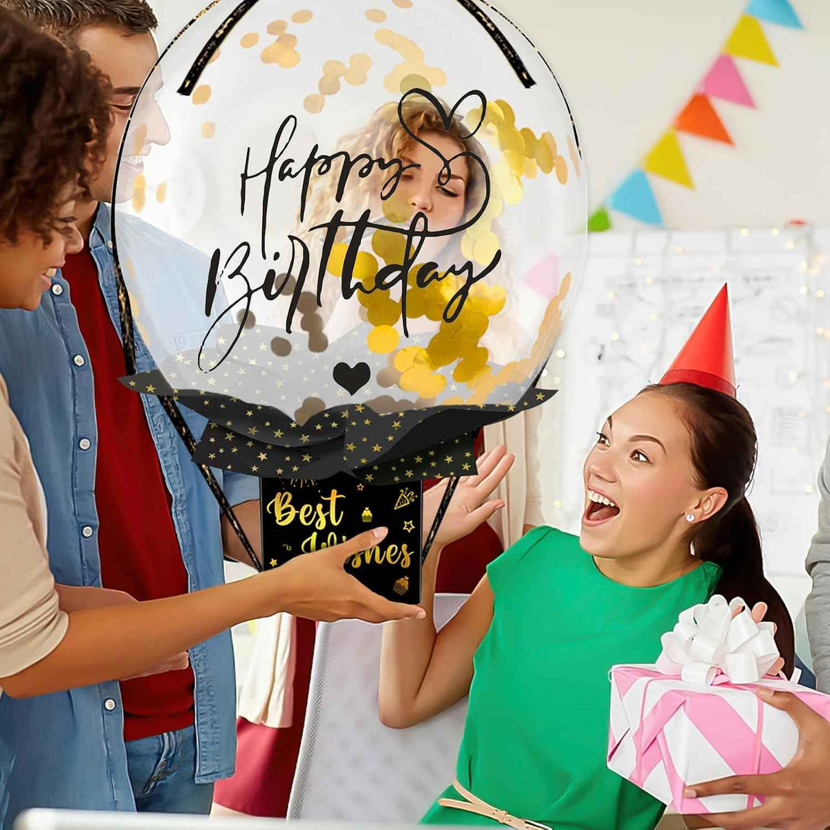 UQM Birthday Money Box for Cash Gift Pull, Funny Pull Money Balloon Box | Happy Birthday Surprise Set, Birthday Gifts for Women Men Best Friend Girlfriend Wife Sister