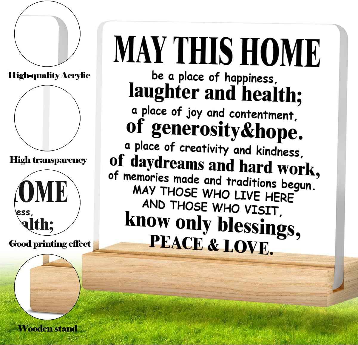 Housewarming Gifts for Women and Men - Religious House Warming Gifts | May This Home Acrylic Desk Sign Decor 4 x 4 Inches