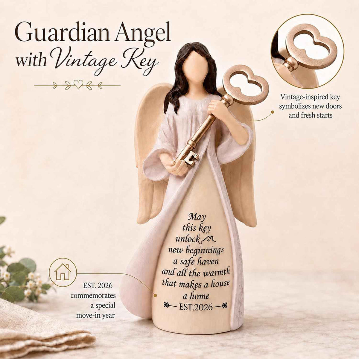 Housewarming Gifts New Home, Guardian Angel Figurines for New Apartment, House Warming Gift for Women Friend, New House Gift Ideas, Home Warming Presents, Entryway Table Decor