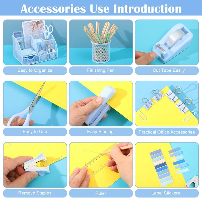 11-Piece Blue Desk Organizer Set - Field & Blessing
