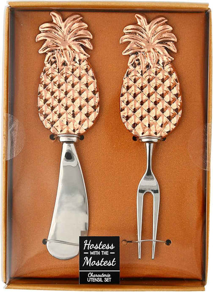 Pavilion Gift Company Pavilion-Hostess with the Mostest Charcuterie 4" Knife and Fork 2 Piece Se utensil set, brown