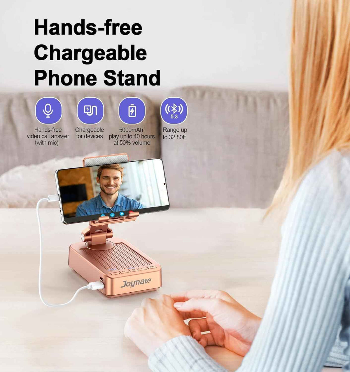 Gifts for Women Girls, Bluetooth Speaker Phone Stand with Charging Function
