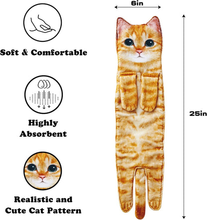 Funny Cat Hand Towel for Bathroom Kitchen, Hanging Decor Gifts for Women | Decorative Soft Dish Towels, Cat Themed Kitchen Gadgets, Housewarming Birthday Christmas Unique Gifts for Cat Lovers Her Mom