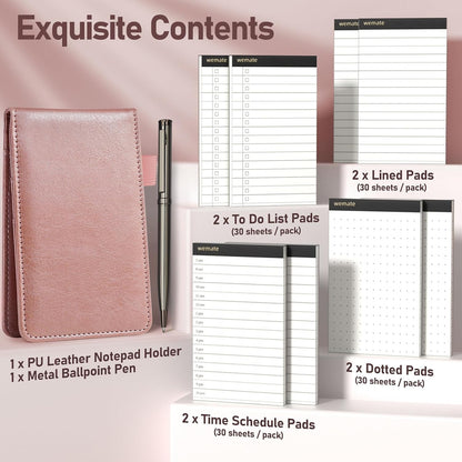 WEMATE Pocket Notebook with Pen, Pocket Notebook Set Rose Gold