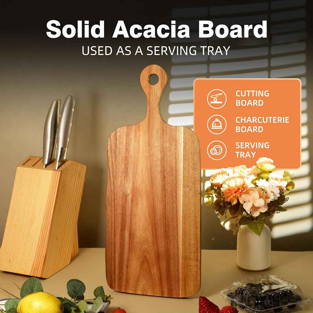 Wooden Serving Board Gift Set with Utensils