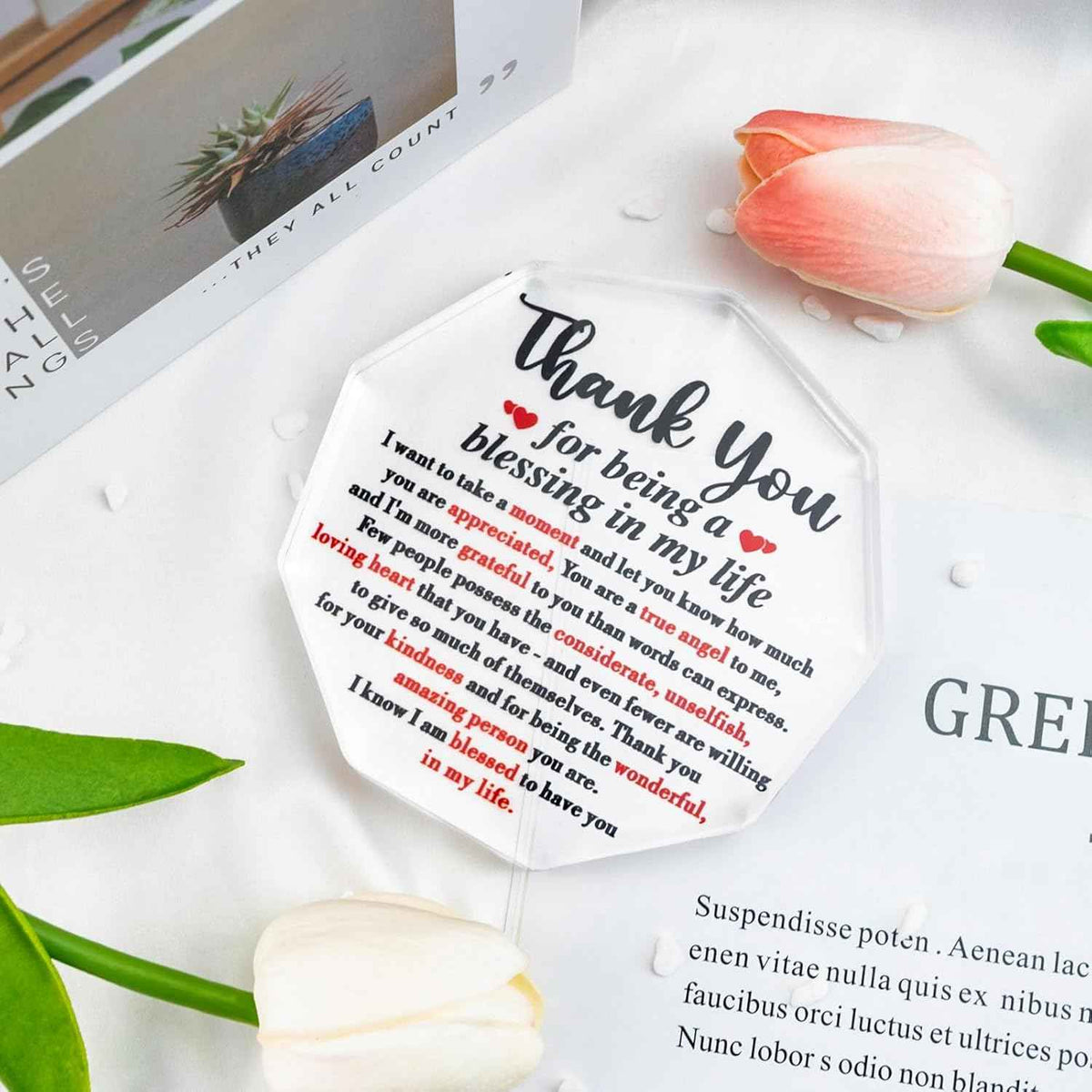 Thank You Gifts for Men Acrylic Plaque Home Office Decor | Appreciation Gift for Women Friends Coworkers Mentor Family Friend Present Ideal for Christmas Thanksgiving Day Birthday