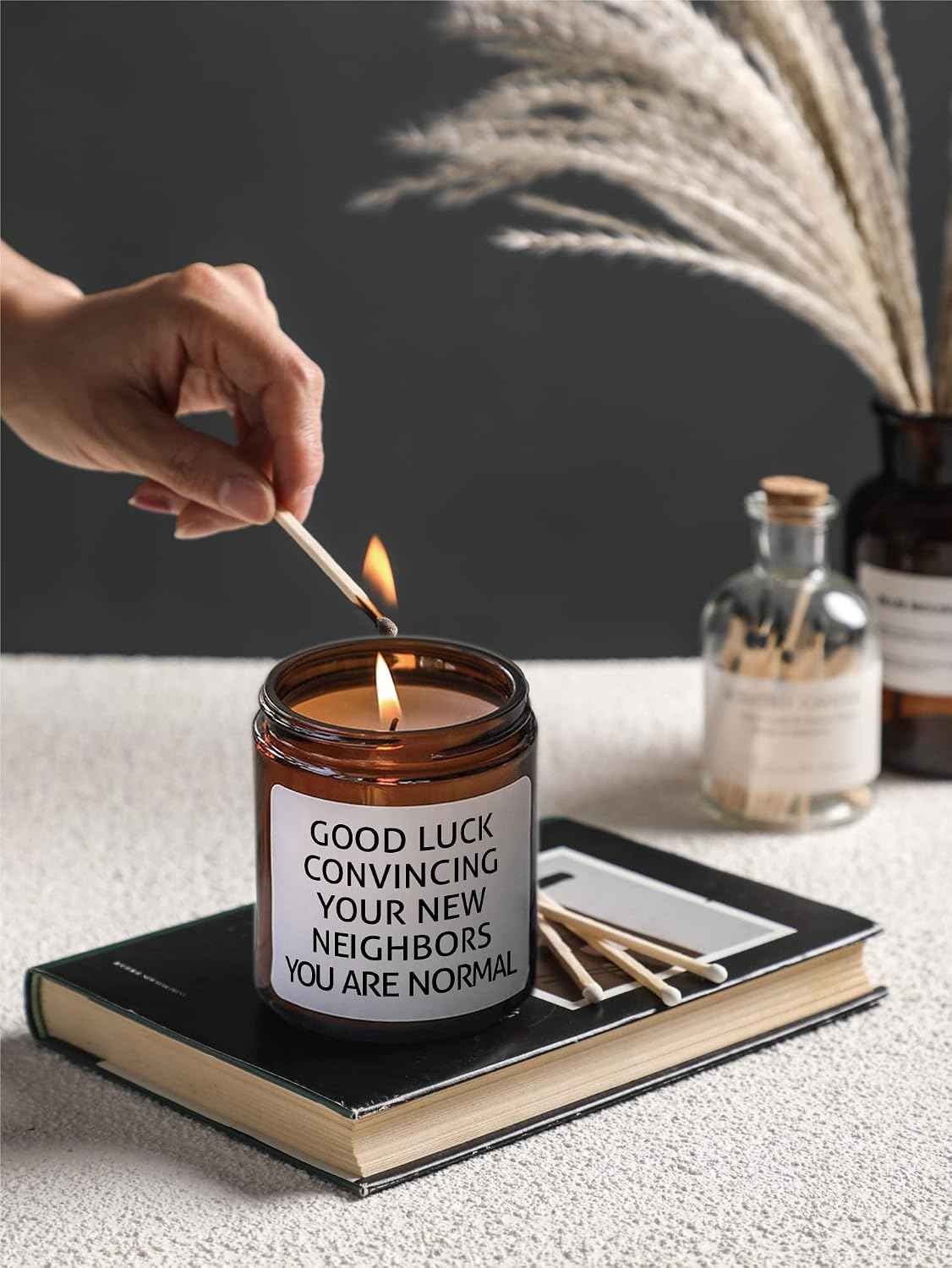 House Warming Gifts New Home, 7oz Sandalwood Rose Housewarming Candle, New Home Gift Ideas, Funny Housewarming Gifts, Good Luck Convincing Your Neighbors You're Normal