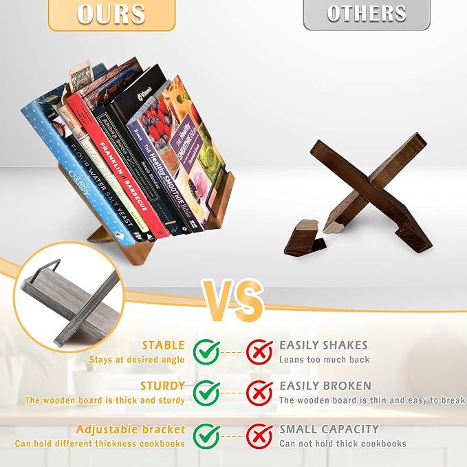 Adjustable Wood Cookbook Stand - Field & Blessing
