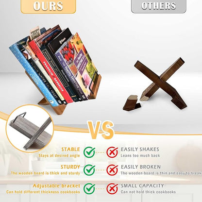 Adjustable Wood Cookbook Stand - Field & Blessing