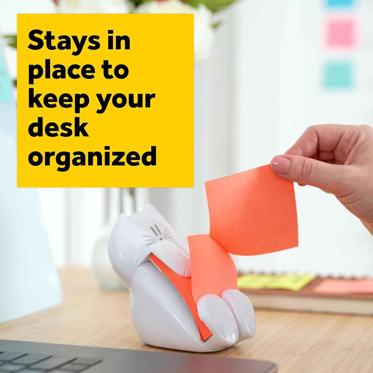 Post-it Note Dispenser, White Cat Design, 1 Dispenser, 1 Pad, 45 Sheets