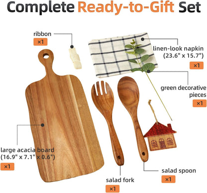 Wooden Serving Board Gift Set with Utensils