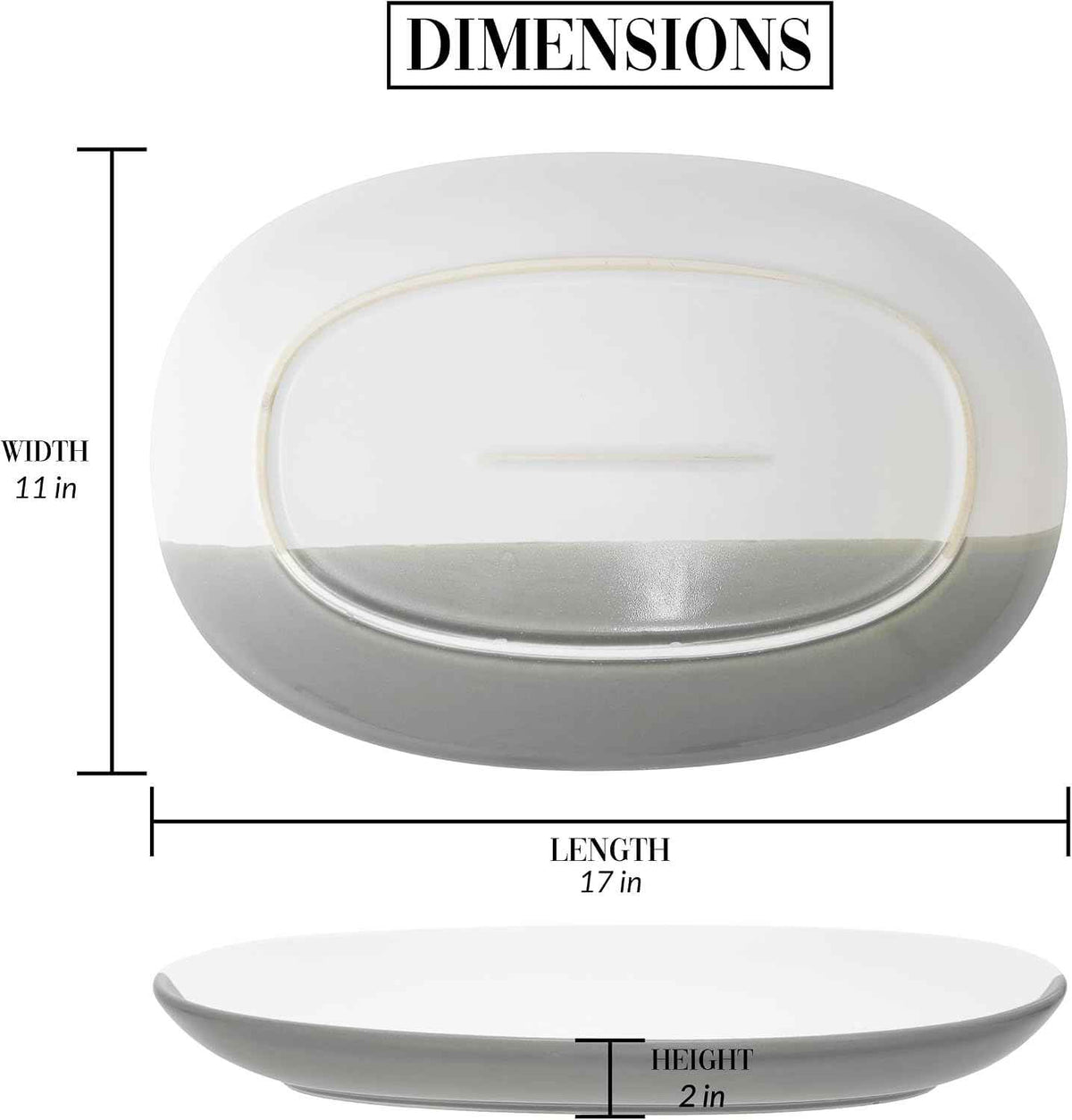 Pavilion Gift Company - Love You Food - 17" Oval Serving Dish Platter Tray Hostess Gift Holiday Party Gathering Present For Desserts Fruits Vegetables Snacks Cookies Charcuterie Entertaining Serveware