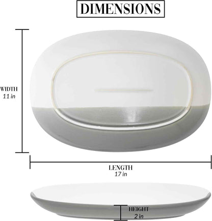 Pavilion Gift Company - Love You Food - 17" Oval Serving Dish Platter Tray Hostess Gift Holiday Party Gathering Present For Desserts Fruits Vegetables Snacks Cookies Charcuterie Entertaining Serveware